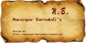 Maninger Barnabás névjegykártya